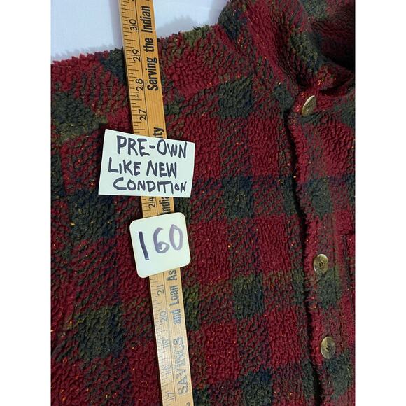 VTG 90s Alf Kuhl Mens L Large Fleece Sherpa Red Plaid Full Zip Jacket USA Made - Picture 5 of 9